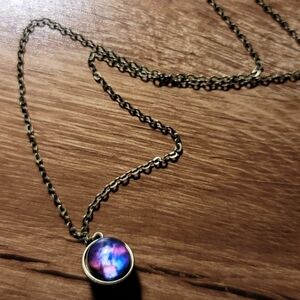 Antiqued Brass Celestial Glass Globe Neck…